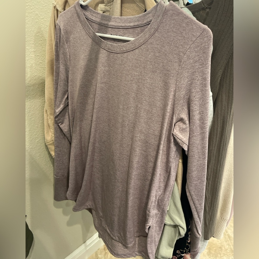Athleta Long Sleeve Performance Top | Soft Stretch | Neutral Heather Medium